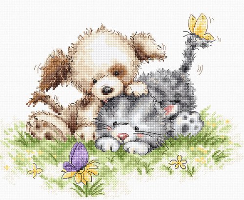 (image for) Dog and Cat with Butterfly